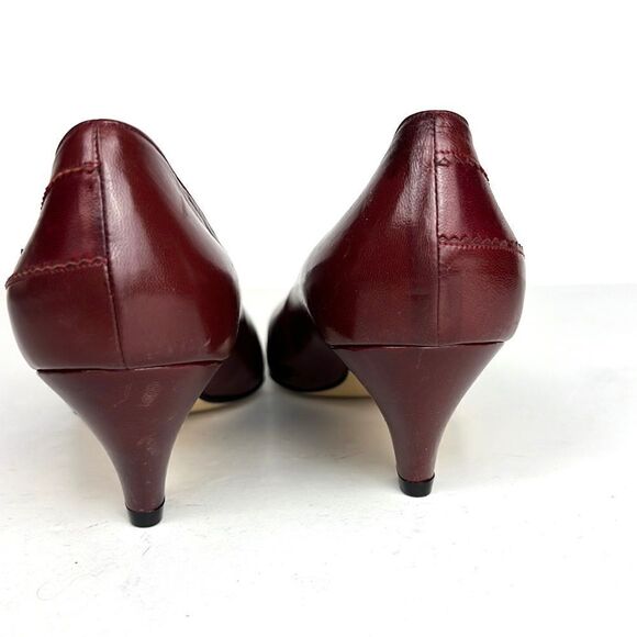 NWOB GALO Italy Classic Leather Burgundy Heels Pumps Shoes size 39 1/2 US 8,5 - Picture 10 of 15